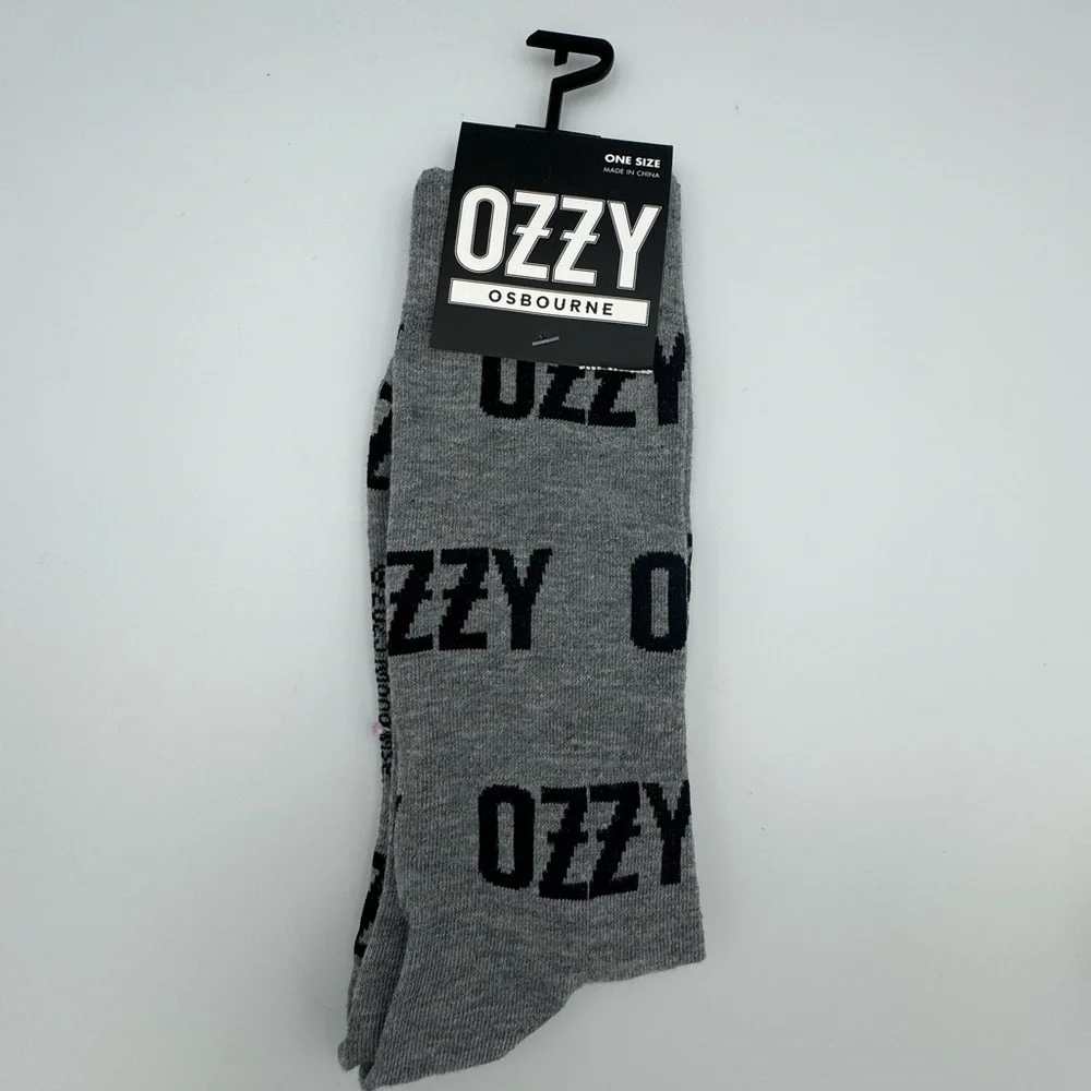 Ozzy Osbourne Crew Socks Gray White‎ Rock Band One Size Unisex New